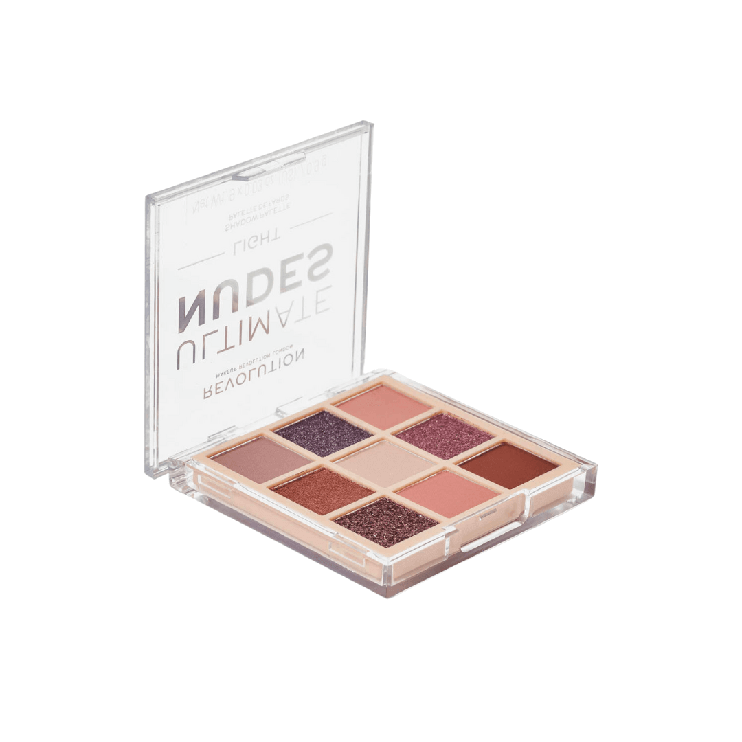 Revolution Ultimate Nudes Shadow Palette Light with nine nude shades for soft glam and everyday looks.
