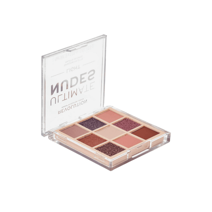 Revolution Ultimate Nudes Shadow Palette Light with nine nude shades for soft glam and everyday looks.