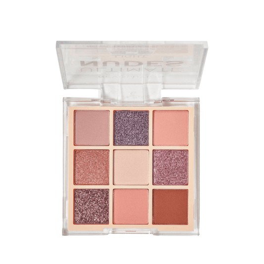 Revolution Ultimate Nudes Shadow Palette Light featuring nine versatile nude eyeshadows for everyday and glam looks.