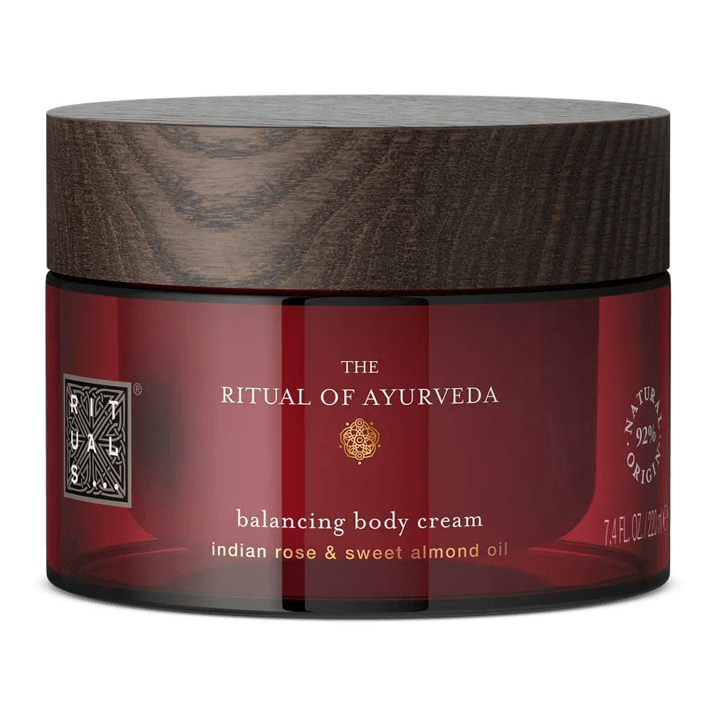 RITUALS The Ritual of Ayurveda Body Cream 220ml jar with Indian rose and sweet almond oil for nourished skin.