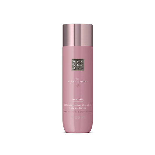 Pink bottle with brand logo on a white background