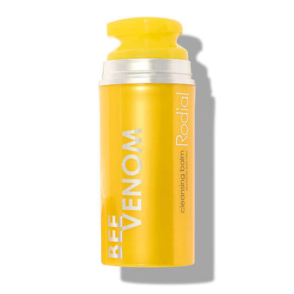 Rodial Bee Venom Cleansing Balm in vibrant yellow packaging, designed for gentle makeup removal and skin firming.