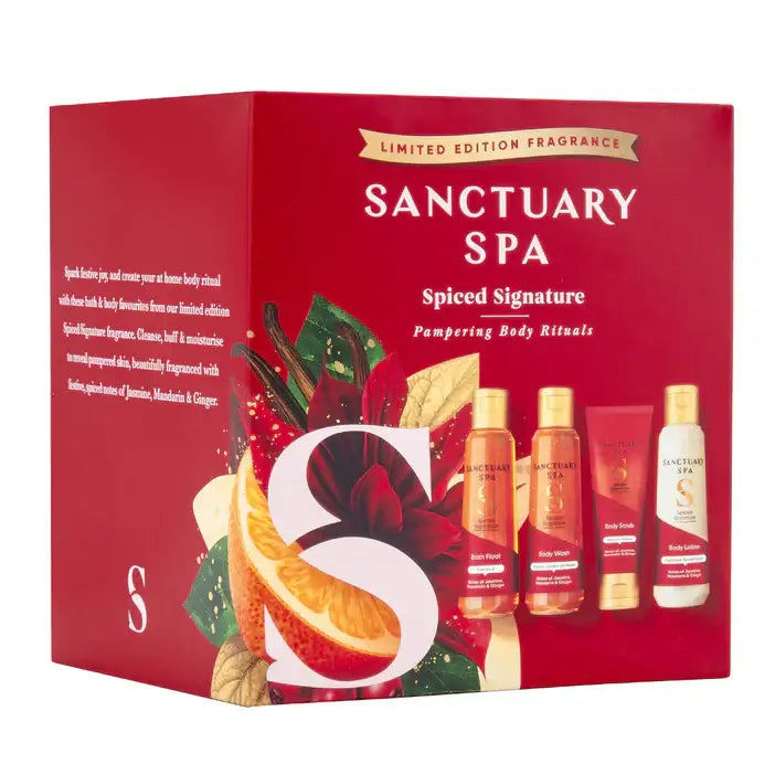 Sanctuary Spa Spiced Signature Pampering Body Rituals Gift Set in a beautifully designed box with aromatic products.