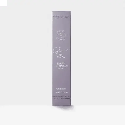 Sarah Chapman Glow On The Go Illuminating Elixir packaging, 10ml size, showcasing elegant design and brand logo.