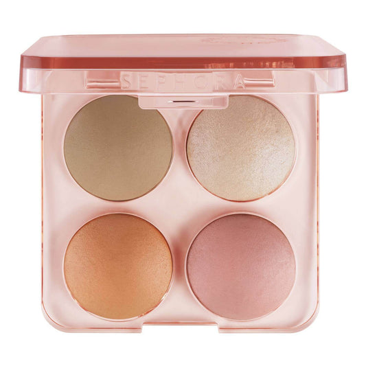 SEPHORA COLLECTION Colorful Face Palette with 4 shades: 2 blushes, bronzer, and highlighter for a radiant complexion.