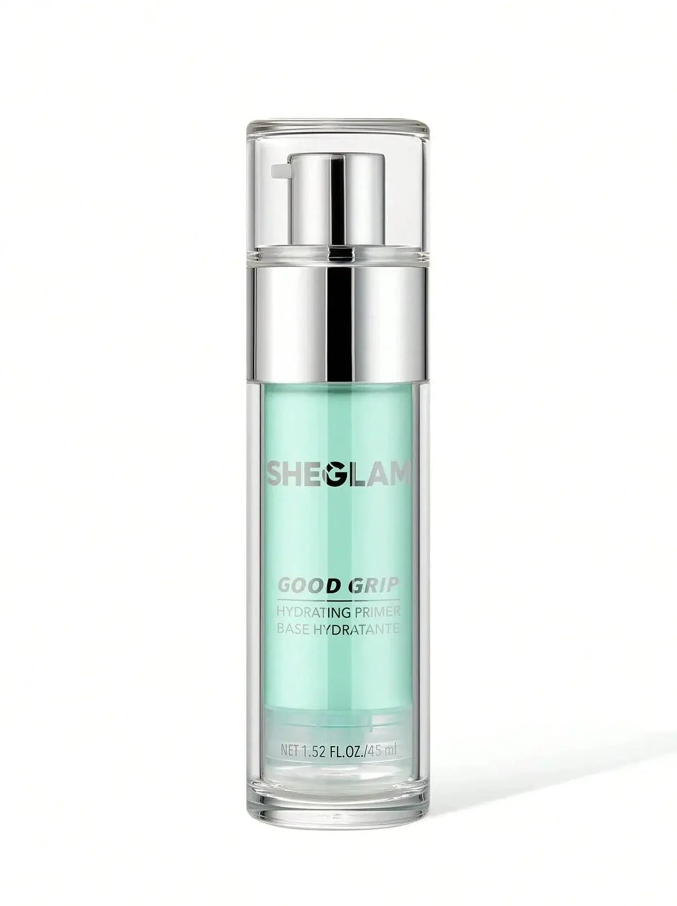 SHEGLAM Good Grip Hydrating Primer 45ml in clear packaging with pump for smooth and moisturized base makeup.
