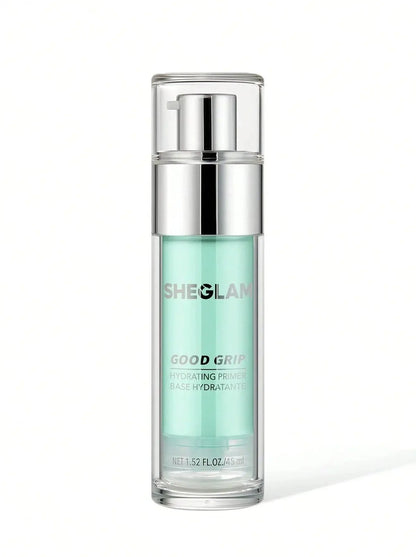 SHEGLAM Good Grip Hydrating Primer 45ml in clear packaging with pump for smooth and moisturized base makeup.