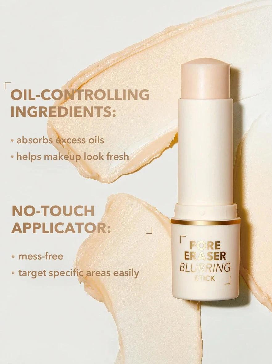 SHEGLAM Pore Eraser Blurring Stick 9.5g with oil-controlling ingredients and no-touch applicator for a smooth makeup finish.