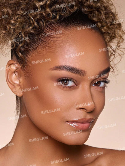 Close-up of a model showcasing perfect brows styled with SHEGLAM Set Me Up Brow Gel, featuring a radiant and natural look.