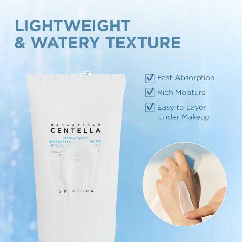 Skin1004 Skincare product with text highlighting features on a blue background