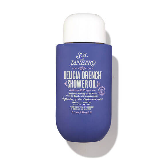 Sol de Janeiro Delicia Drench Shower Oil bottle with Cheirosa ’59 fragrance, nourishing body wash.
