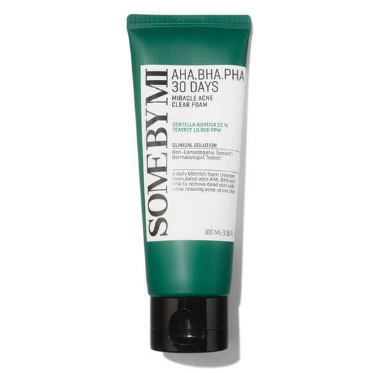 Green tube of Sove By Me skincare product on a white background