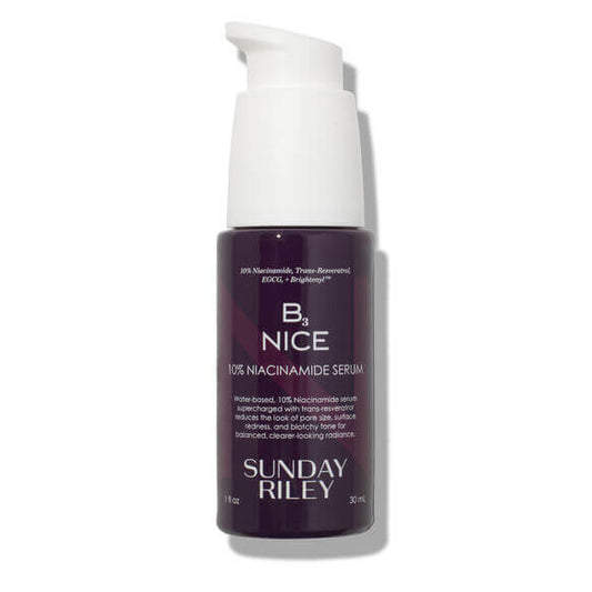 Sunday Riley B3 Nice 10% Niacinamide Serum bottle for flawless skin and improved complexion.