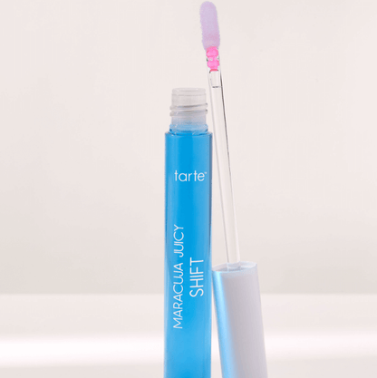Tarte Maracuja Juicy Shift in Blueberry with applicator, showcasing customizable lip and cheek color.