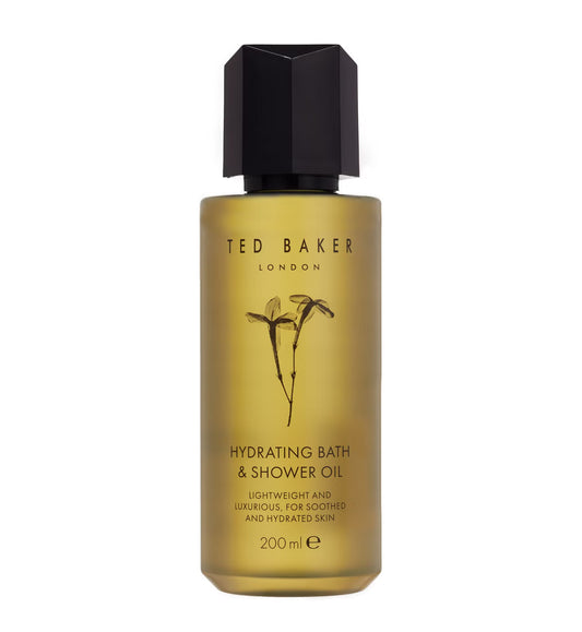 Ted Baker London hydrating bath and shower oil bottle on a white background