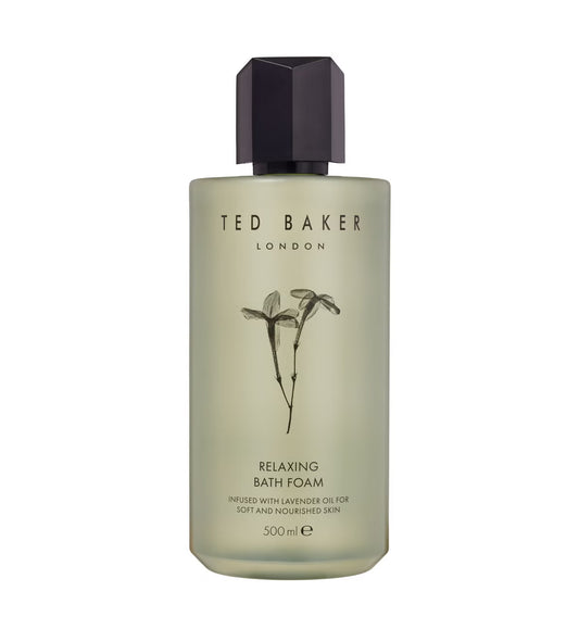 Ted Baker London relaxing bath foam bottle on a white background