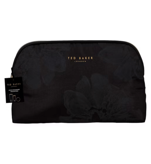Ted Baker Minis Discovery Collection cosmetic bag with elegant floral design and brand logo.