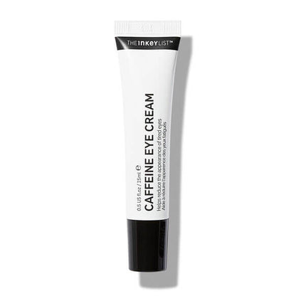The INKEY List Caffeine Eye Cream 15ml tube designed to revitalize and awaken tired eyes for all skin types.