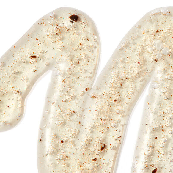 Close-up of The INKEY List Fulvic Acid Cleanser gel, showcasing its bubbly texture and natural ingredients.