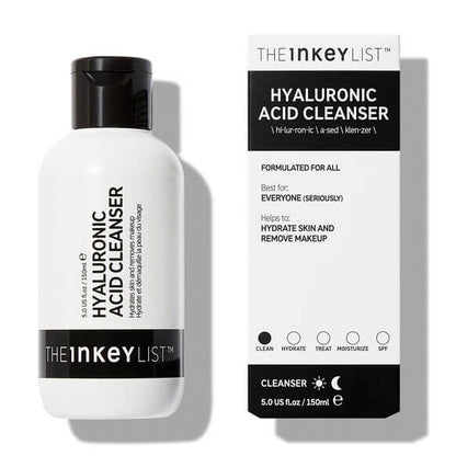 The INKEY List Hyaluronic Acid Cleanser 150ml, ultra-hydrating formula for deep hydration and makeup removal.