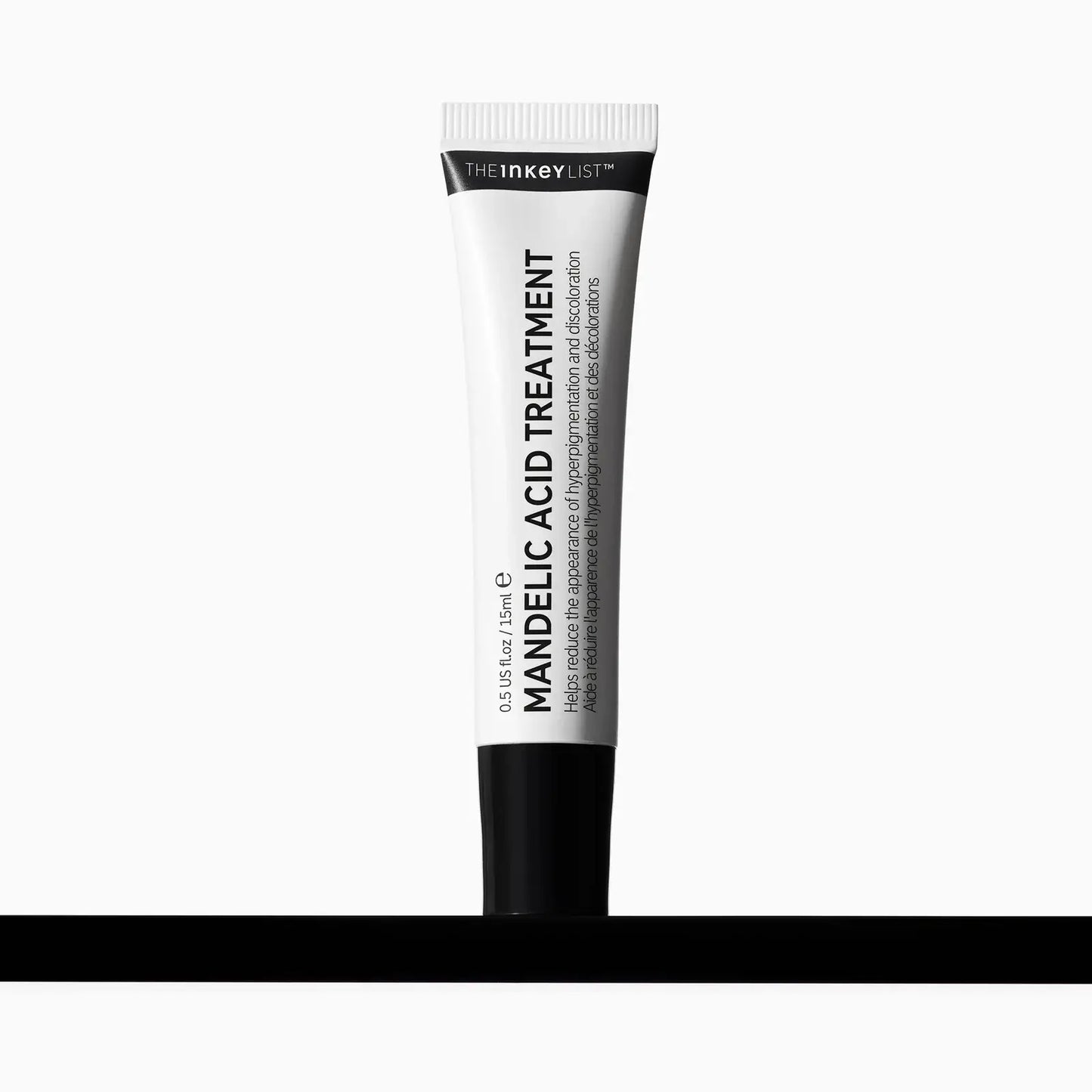 The INKEY List Mandelic Acid Treatment tube for reducing discoloration and improving skin texture.