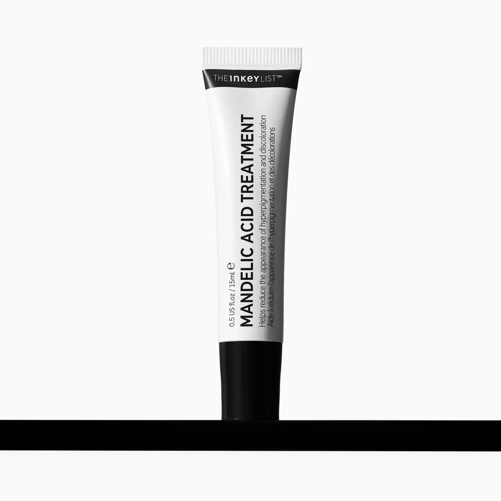 The INKEY List Mandelic Acid Treatment tube for reducing discoloration and improving skin texture.