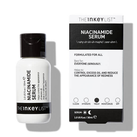 The INKEY List Niacinamide Serum 30ml, formulated to control oil and reduce redness for clearer skin.