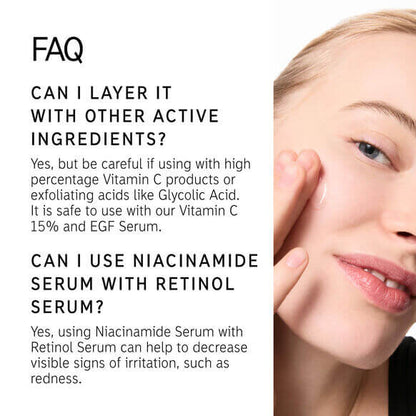 FAQ image about layering The INKEY List Niacinamide Serum with other skincare ingredients.