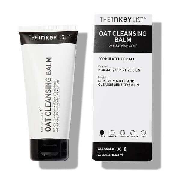 The INKEY List Oat Cleansing Balm 150ml tube and packaging for gentle skincare and makeup removal.