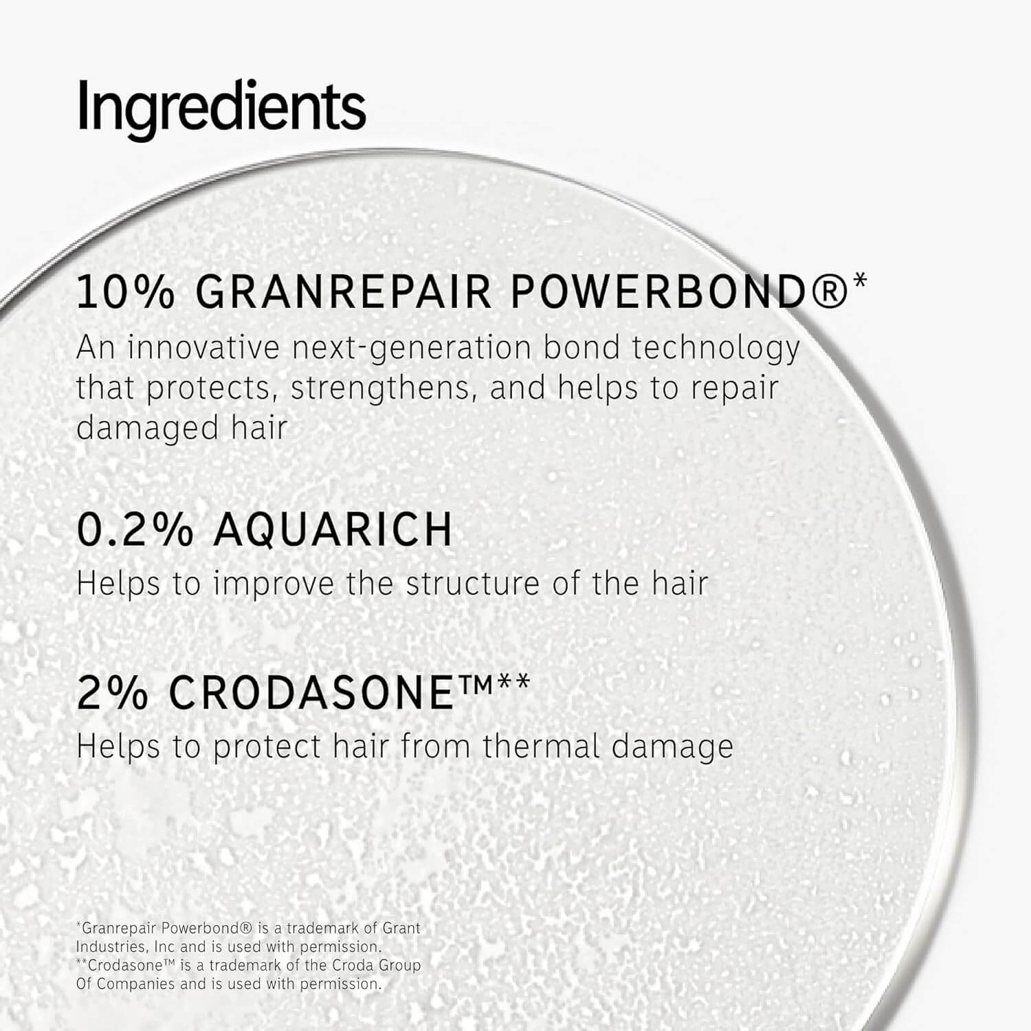 Ingredient list for The INKEY List PCA Bond Repair Hair Treatment, featuring key components for hair repair.