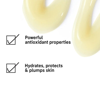 Close-up of INKEY List Q10 Serum showing antioxidant properties and benefits for hydration and skin plumping.
