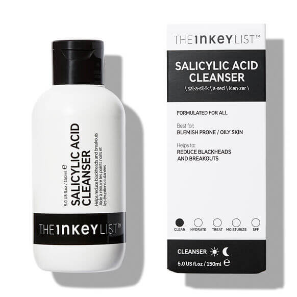 The INKEY List Salicylic Acid Cleanser 150ml for blemish-prone skin, effectively reduces blackheads and oiliness.