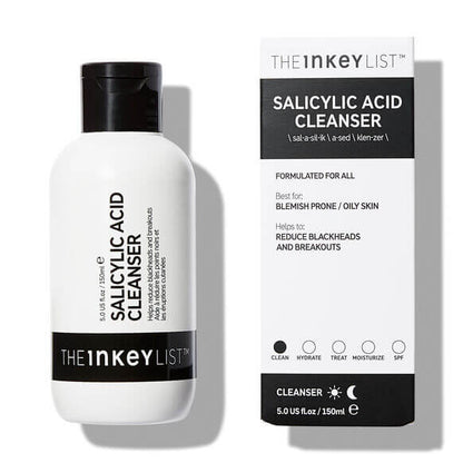 The INKEY List Salicylic Acid Cleanser 150ml for blemish-prone skin, effectively reduces blackheads and oiliness.