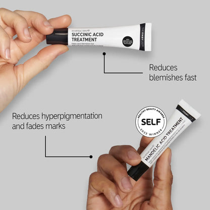 The Inkey List Targeted Blemish Duo featuring Succinic Acid Treatment and Mandelic Acid Treatment for clear skin.