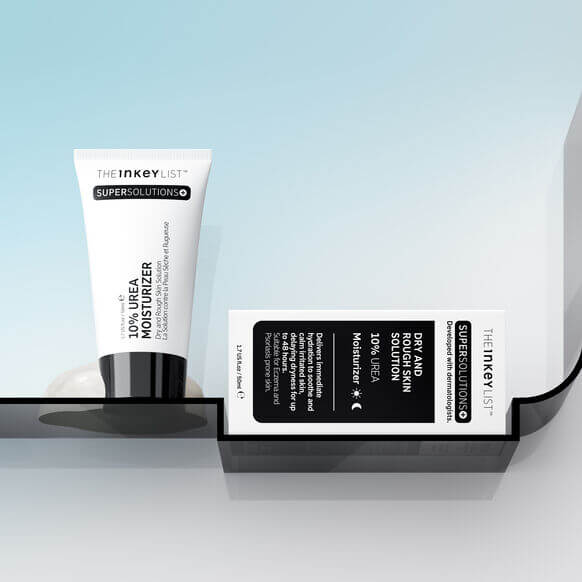 The Inkey List skincare product on a light blue background
