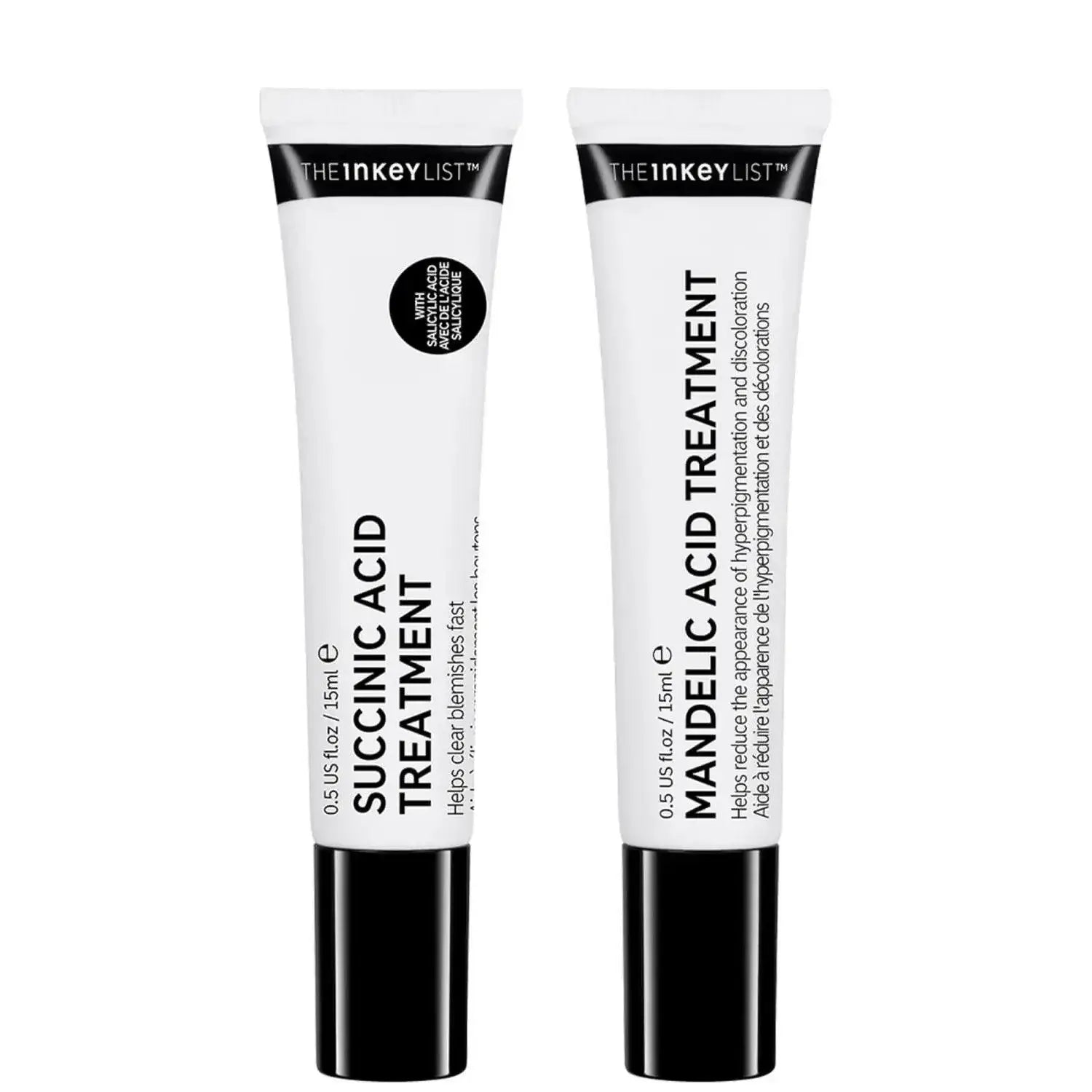 The Inkey List Targeted Blemish Duo featuring Succinic and Mandelic Acid treatments for clearer skin.