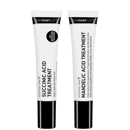 The Inkey List Targeted Blemish Duo featuring Succinic and Mandelic Acid treatments for clearer skin.