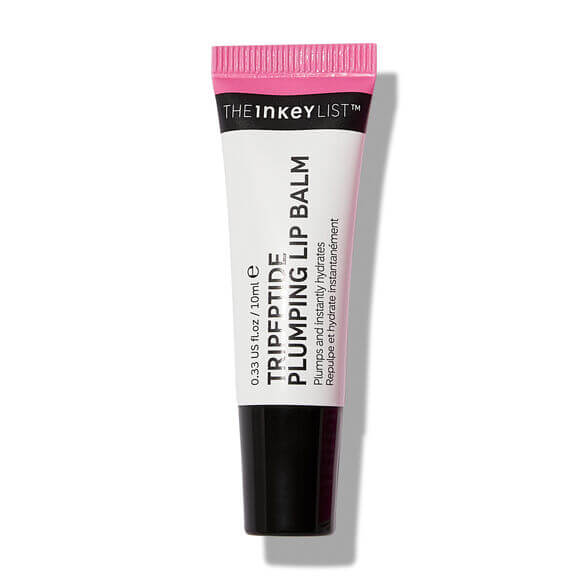 The INKEY List Tripeptide Plumping Lip Balm 10ml with a sleek tube design perfect for enhancing lip volume and hydration.