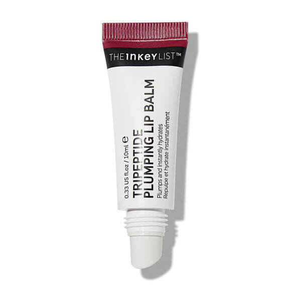 The INKEY List Tripeptide Plumping Lip Balm 10ml tube for enhanced lip hydration and volume.