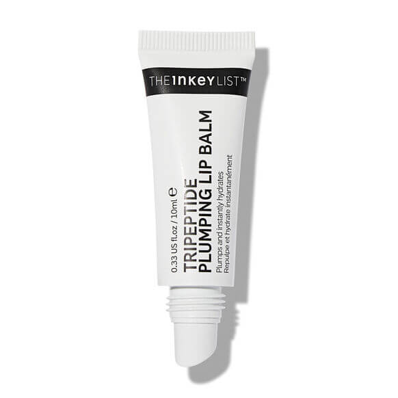 The INKEY List Tripeptide Plumping Lip Balm 10ml tube for enhanced lip volume and hydration.