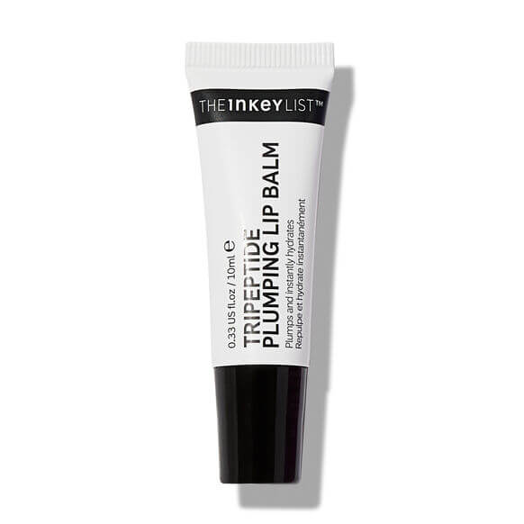 The INKEY List Tripeptide Plumping Lip Balm 10ml tube for enhanced lip volume and hydration.