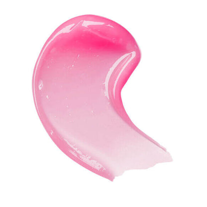 Swatch of The INKEY List Tripeptide Plumping Lip Balm in a glossy pink shade, showcasing its hydrating texture.