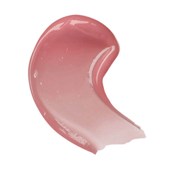 Swatch of The INKEY List Tripeptide Plumping Lip Balm, showcasing a glossy pink tint perfect for hydrating lips.