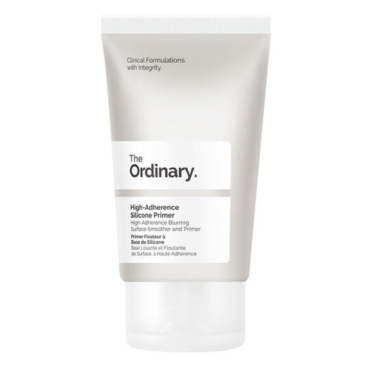 Tube of 'The Ordinary' High-Adherence Silicone Primer on a white background