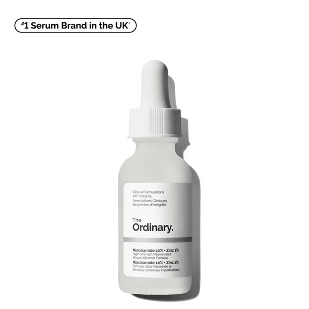 The Ordinary Niacinamide 10% + Zinc 1% serum for clearer, radiant skin and reduced blemishes.