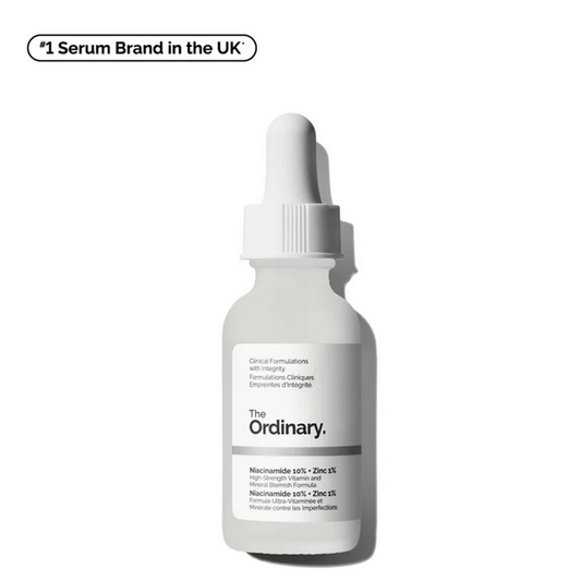 The Ordinary Niacinamide 10% + Zinc 1% serum for clearer, radiant skin and reduced blemishes.