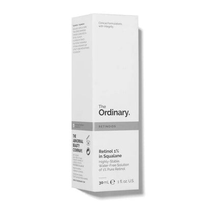 The Ordinary skincare product packaging on a white background