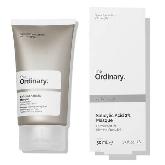 The Ordinary Salicylic Acid 2% Masque 50ml tube and box for clearer, smoother skin, ideal for blemish-prone skin types.
