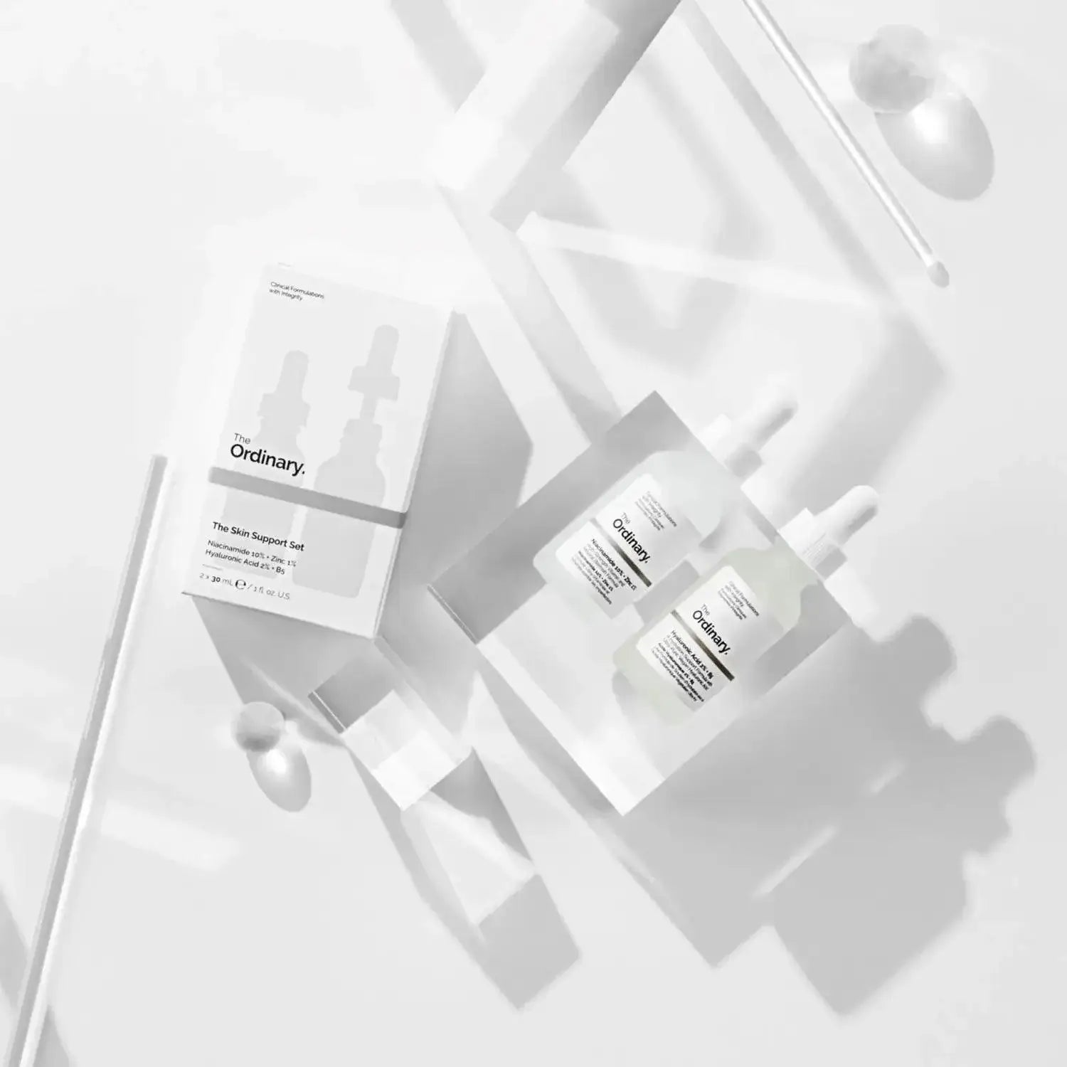 The Ordinary Skin Support Set with two serums for hydration and a brighter complexion, vegan and cruelty-free.