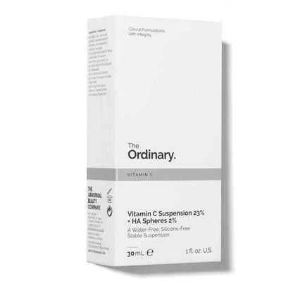 The Ordinary Vitamin C Suspension 23% + HA Spheres 2% 30ml packaging for brightening and revitalizing skin.